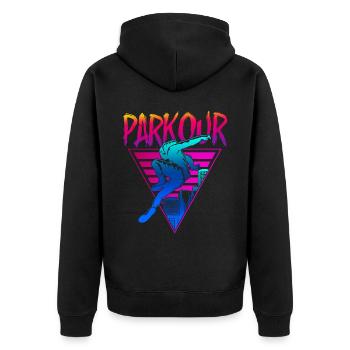 Parkour Free Running Traceur 80S - Veste à capuche bio Premium Unisexe - noir - Dos - Nico (187cm)