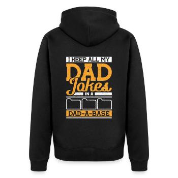 I keep all my Dad Jokes in a Dad-a-Base Vatertag - Unisex Premium Bio Zip Hoodie - Schwarz - Hinten - Nico (187cm)