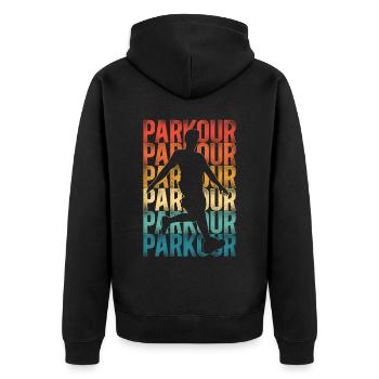 Parkour Free Running Traceur Retro - Veste à capuche bio Premium Unisexe - noir - Dos - Nico (187cm)