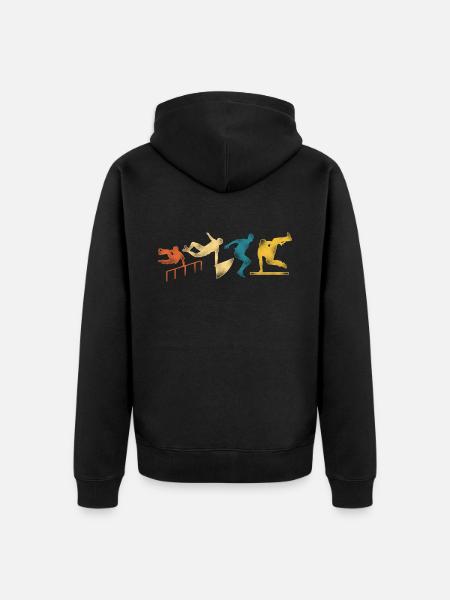 Parkour Free Running Traceur Retro - Unisex Premium Organic Zip Hoodie - black