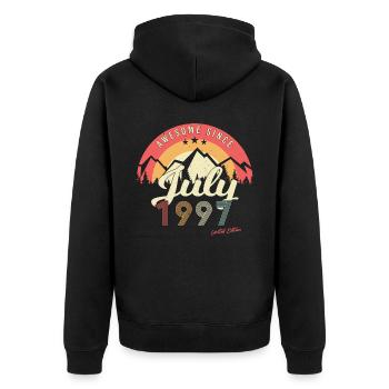 Mois de naissance Juillet 1997 - Veste à capuche bio Premium Unisexe - noir - Dos - Nico (187cm)