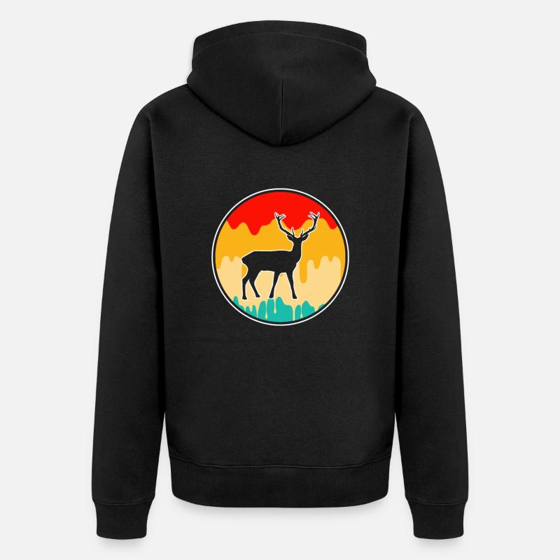 Cerf Rétro - Veste à capuche bio Premium Unisexe - noir
