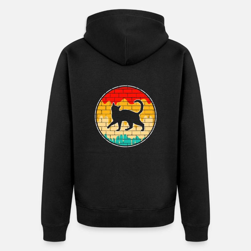 Katze Retro - Unisex Premium Bio Zip Hoodie - Schwarz