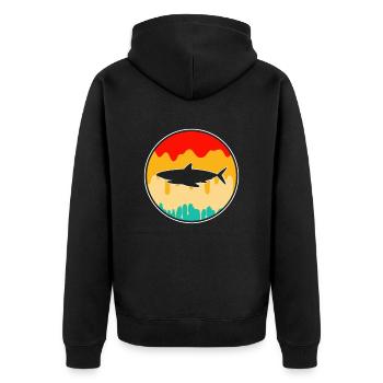 Hai Retro - Unisex Premium Bio Zip Hoodie - Schwarz - Hinten - Nico (187cm)