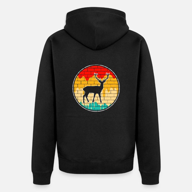 Cerf Rétro - Veste à capuche bio Premium Unisexe - noir