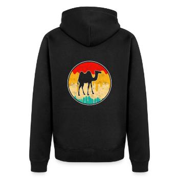 Dromedary Camel Retro - Unisex Premium Organic Zip Hoodie - black - Back - Nico (187cm)