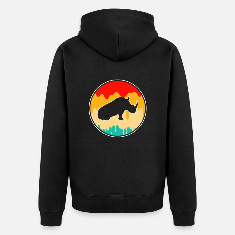 Rhinocéros rétro - Veste à capuche bio Premium Unisexe - noir