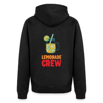 Lemonade Crew Juice Stand - Unisex Premium Bio Zip Hoodie - Schwarz - Hinten - Nico (187cm)