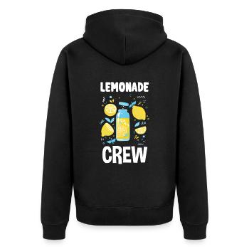 Lemonade Crew Juice Stand - Unisex Premium Bio Zip Hoodie - Schwarz - Hinten - Nico (187cm)