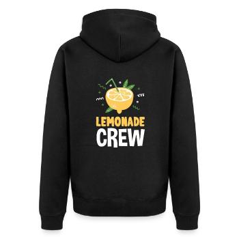 Lemonade Crew Juice Stand - Unisex Premium Bio Zip Hoodie - Schwarz - Hinten - Nico (187cm)
