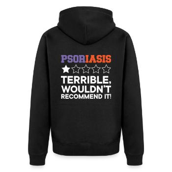Psoriasis Warrior Hautkrankheit Psoriasis Bewusstsein - Unisex Premium Bio Zip Hoodie - Schwarz - Hinten - Nico (187cm)
