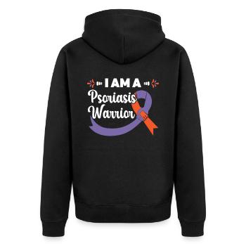 Ich bin ein Psoriasis-Krieger Hautkrankheit Psoriasis - Unisex Premium Bio Zip Hoodie - Schwarz - Hinten - Nico (187cm)