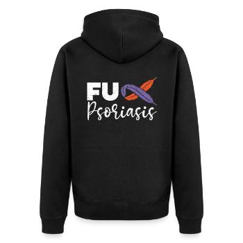 Psoriasis Warrior Hautkrankheit Psoriasis Bewusstsein - Unisex Premium Bio Zip Hoodie - Schwarz - Hinten - Nico (187cm)