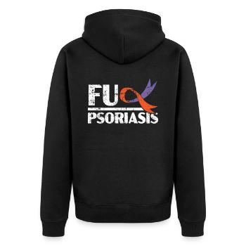 Psoriasis Warrior Hautkrankheit Psoriasis Bewusstsein - Unisex Premium Bio Zip Hoodie - Schwarz - Hinten - Nico (187cm)