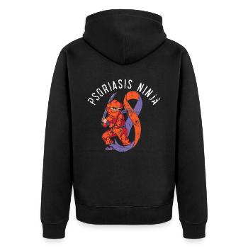 Psoriasis Ninja Hautkrankheit Psoriasis Bewusstsein - Unisex Premium Bio Zip Hoodie - Schwarz - Hinten - Nico (187cm)