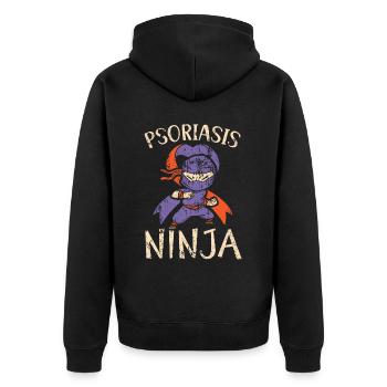 Psoriasis Ninja Hautkrankheit Psoriasis Bewusstsein - Unisex Premium Bio Zip Hoodie - Schwarz - Hinten - Nico (187cm)
