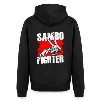 Sambo Fighter Training Martial Arts Martial Arts - Unisex Premium Organic Zip Hoodie - black - Back - Nico (187cm)