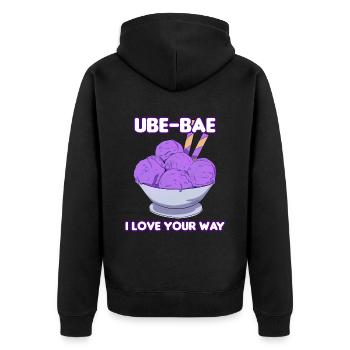 Philippinen Filipino Ube Nachtisch I Geschenk - Unisex Premium Bio Zip Hoodie - Schwarz - Hinten - Nico (187cm)