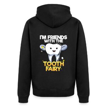 Zahnarzt Zahnarzthelferin Zahnfee I Geschenk - Unisex Premium Bio Zip Hoodie - Schwarz - Hinten - Nico (187cm)
