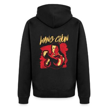 Wing Chun Trainer Martial Arts Martial Arts Training - Unisex Premium Organic Zip Hoodie - black - Back - Nico (187cm)