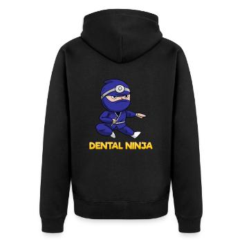 Zahnarzt Zahnarzthelferin Ninja Zähne I Geschenk - Unisex Premium Bio Zip Hoodie - Schwarz - Hinten - Nico (187cm)