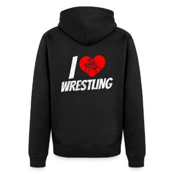 Ich Liebe Wrestling Ringer Ringen Ringkampf - Unisex Premium Bio Zip Hoodie - Schwarz - Hinten - Nico (187cm)