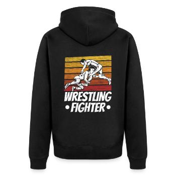 Wrestling Kämpfer Ringen Ringer Ringkampf - Unisex Premium Bio Zip Hoodie - Schwarz - Hinten - Nico (187cm)
