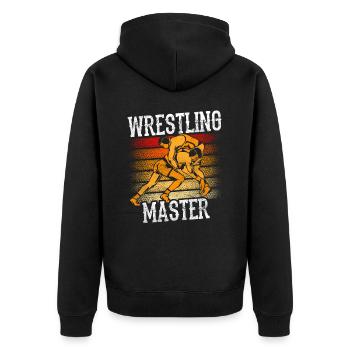 Wrestling Meister Ringer Ringkampf Ringen - Unisex Premium Bio Zip Hoodie - Schwarz - Hinten - Nico (187cm)