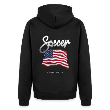 USA Soccer - American Flag - Unisex Premium Organic Zip Hoodie - black - Back - Nico (187cm)