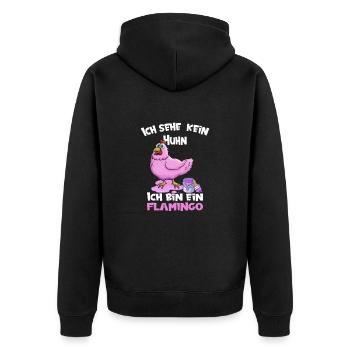 Flamingo rosa Huhn Cartoon - Unisex Premium Bio Zip Hoodie - Schwarz - Hinten - Nico (187cm)