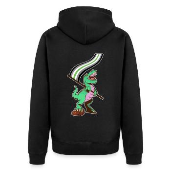 LGBTQ Flag - Dinosaur Agender - Unisex Premium Organic Zip Hoodie - black - Back - Nico (187cm)