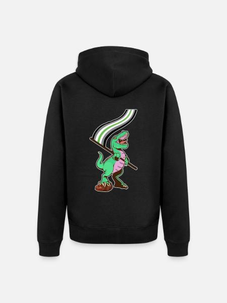 LGBTQ Flag - Dinosaur Agender - Unisex Premium Organic Zip Hoodie - black