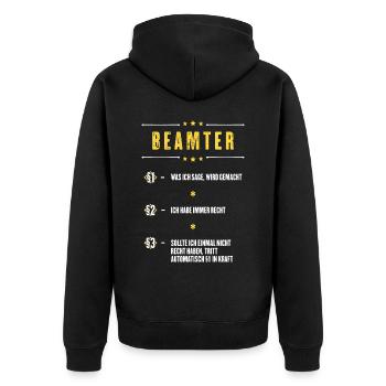 Ich Habe Immer Recht Beamter Beruf Paragraphen - Unisex Premium Bio Zip Hoodie - Schwarz - Hinten - Nico (187cm)