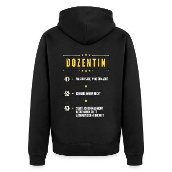 Ich Habe Immer Recht Dozentin Beruf Paragraphen - Unisex Premium Bio Zip Hoodie - Schwarz - Hinten - Nico (187cm)