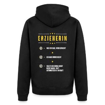 Ich Habe Immer Recht Erzieherin Beruf Paragraphen - Unisex Premium Bio Zip Hoodie - Schwarz - Hinten - Nico (187cm)