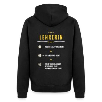 Ich Habe Immer Recht Lehrerin Beruf Paragraphen - Unisex Premium Bio Zip Hoodie - Schwarz - Hinten - Nico (187cm)