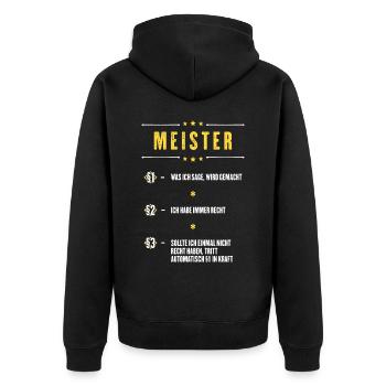 Ich Habe Immer Recht Meister Beruf Paragraphen - Unisex Premium Bio Zip Hoodie - Schwarz - Hinten - Nico (187cm)