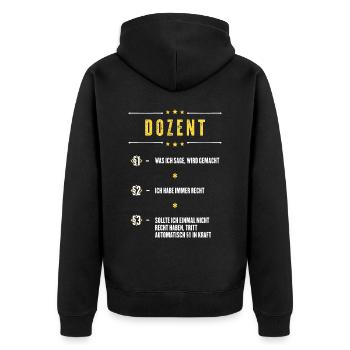 Ich Habe Immer Recht Dozent Beruf Paragraphen - Unisex Premium Bio Zip Hoodie - Schwarz - Hinten - Nico (187cm)