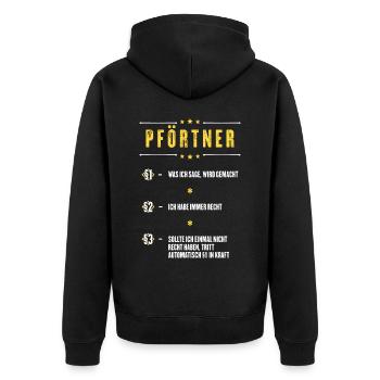 Ich Habe Immer Recht Pförtner Beruf Paragraphen - Unisex Premium Bio Zip Hoodie - Schwarz - Hinten - Nico (187cm)