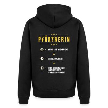 Ich Habe Immer Recht Pförtnerin Beruf Paragraphen - Unisex Premium Bio Zip Hoodie - Schwarz - Hinten - Nico (187cm)