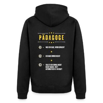 Ich Habe Immer Recht Pädagoge Beruf Paragraphen - Unisex Premium Bio Zip Hoodie - Schwarz - Hinten - Nico (187cm)