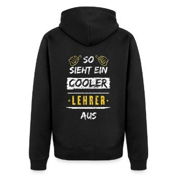 So Sieht Ein Cooler Lehrer Aus Arbeitsshirt - Unisex Premium Bio Zip Hoodie - Schwarz - Hinten - Nico (187cm)