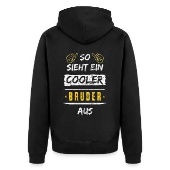 So Sieht Ein Cooler Bruder Aus Geburtstag - Unisex Premium Bio Zip Hoodie - Schwarz - Hinten - Nico (187cm)