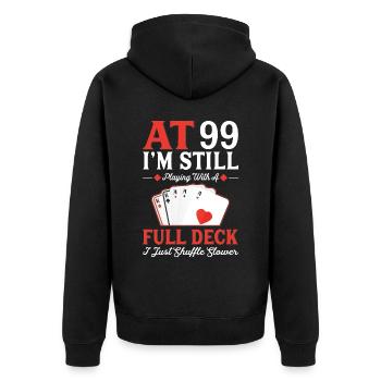 Jeux de cartes de jeu – 99e anniversaire - Veste à capuche bio Premium Unisexe - noir - Dos - Nico (187cm)