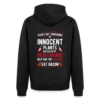 Violence végétarienne Nourriture Bacon - Veste à capuche bio Premium Unisexe - noir - Dos - Nico (187cm)