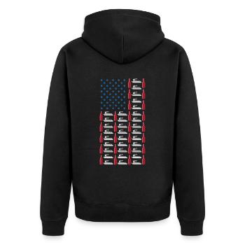 Pontoon Boat Beer Party Drinking US Flag July 4th - Unisex Premium Organic Zip Hoodie - black - Back - Nico (187cm)
