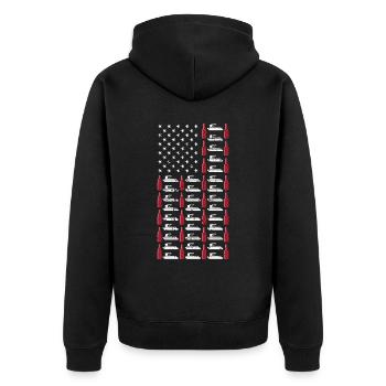 Pontoon Boat American Flag Boating Beer 4th of - Unisex Premium Organic Zip Hoodie - black - Back - Nico (187cm)