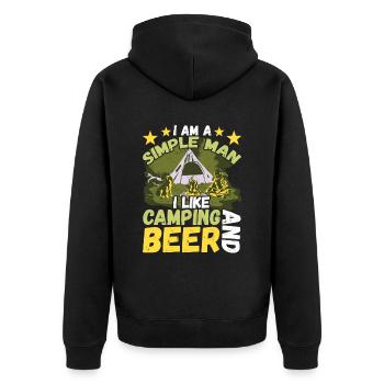 Ich Bin Ein Einfacher Mann Ich Mag Camping Bier - Unisex Premium Bio Zip Hoodie - Schwarz - Hinten - Nico (187cm)