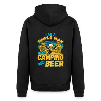 Ich Bin Ein Einfacher Mann Ich Mag Camping Bier - Unisex Premium Bio Zip Hoodie - Schwarz - Hinten - Nico (187cm)
