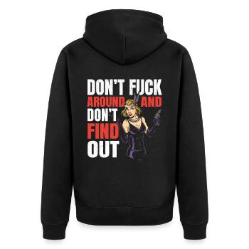 Zweite Änderung Waffenrechte 2. Änderung Amerika - Unisex Premium Bio Zip Hoodie - Schwarz - Hinten - Nico (187cm)